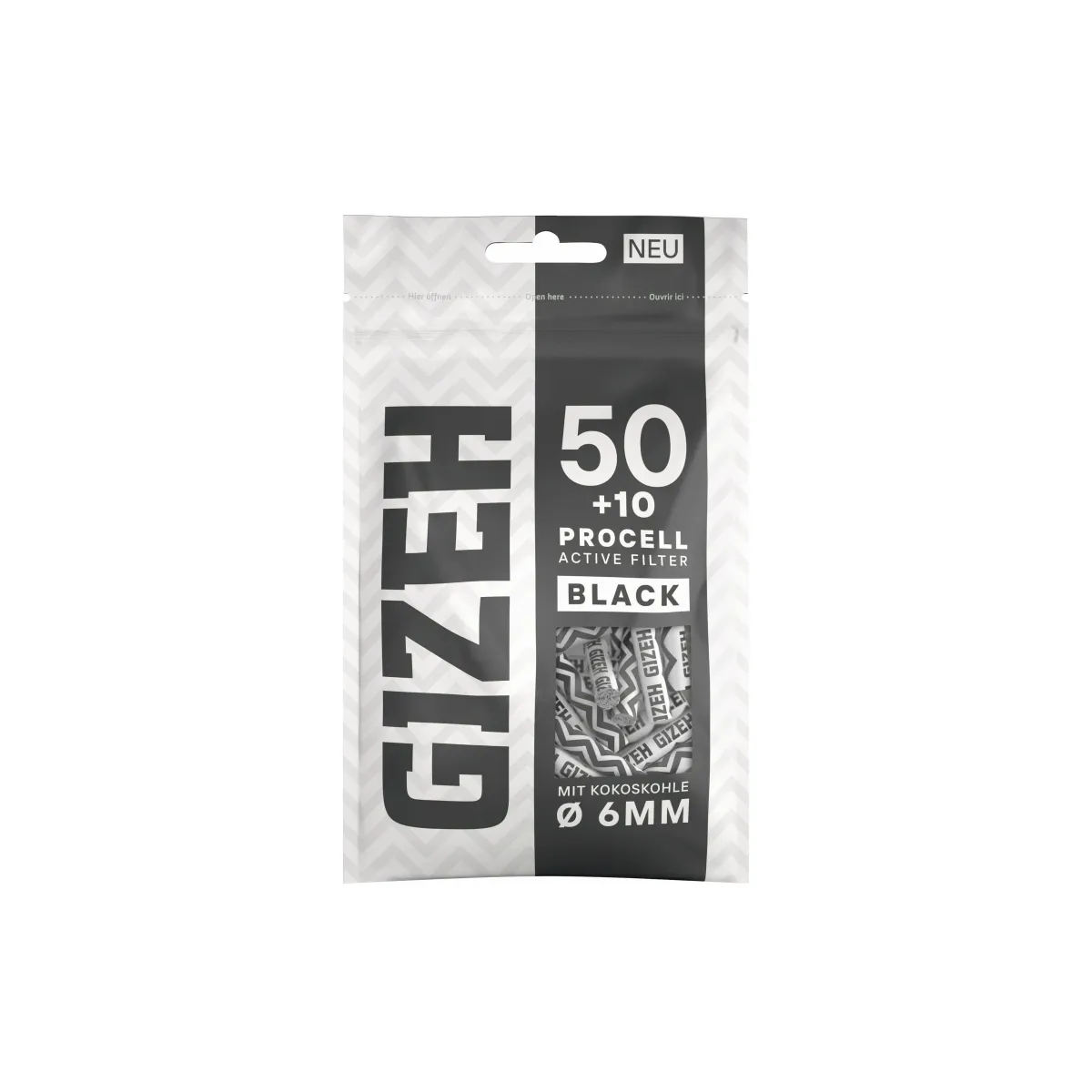 GIZEH ProCell Active Filter BLACK 6mm 50+10er - 1 Beutel