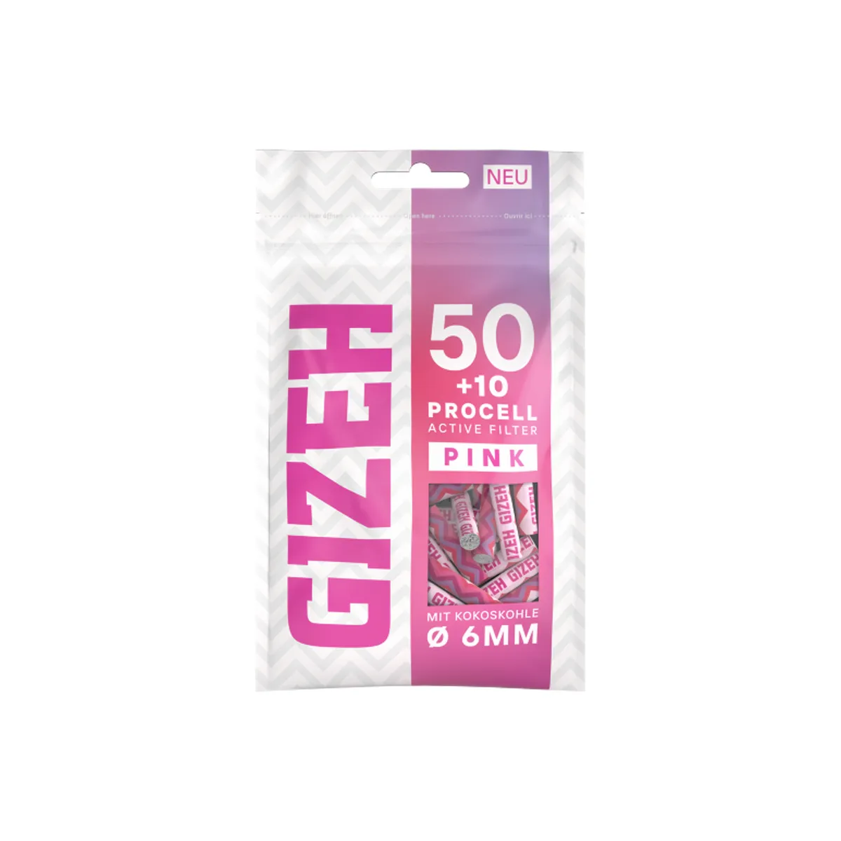 GIZEH ProCell Active Filter PINK 6mm 50+10er - 1 Beutel